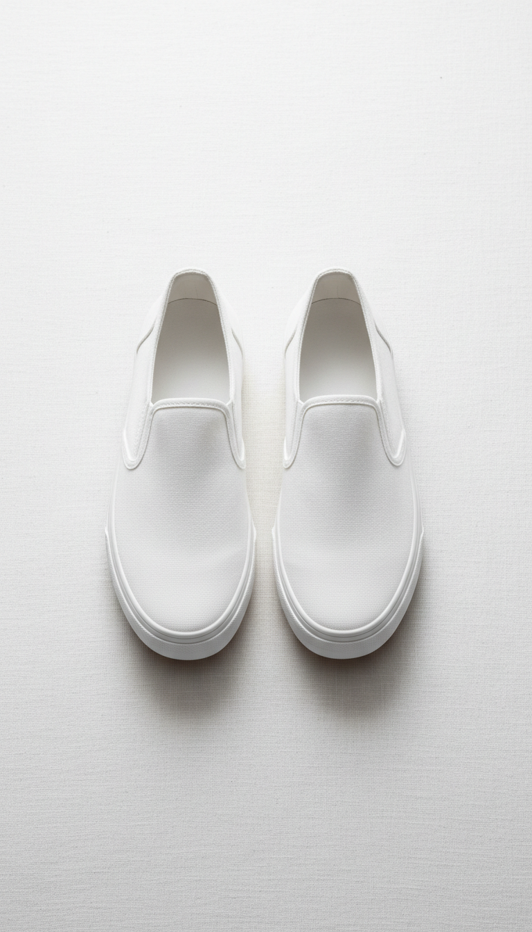 White Minimalist Slip-On Sneakers