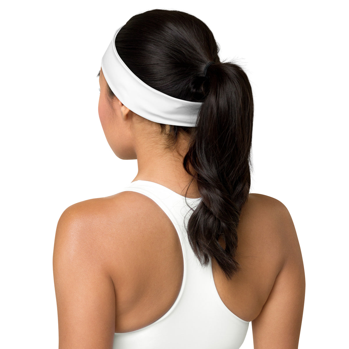 White Trust & Believe headband by Tristan's Outlet with an all-over print, designed for a comfortable, stylish accessory.
