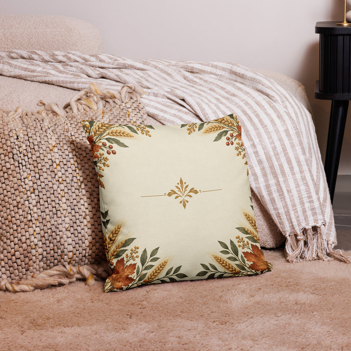 Psalm 100:4 premium pillow with all-over print, featuring biblical design and soft fabric, by Tristan's Outlet, 18x18 inches.