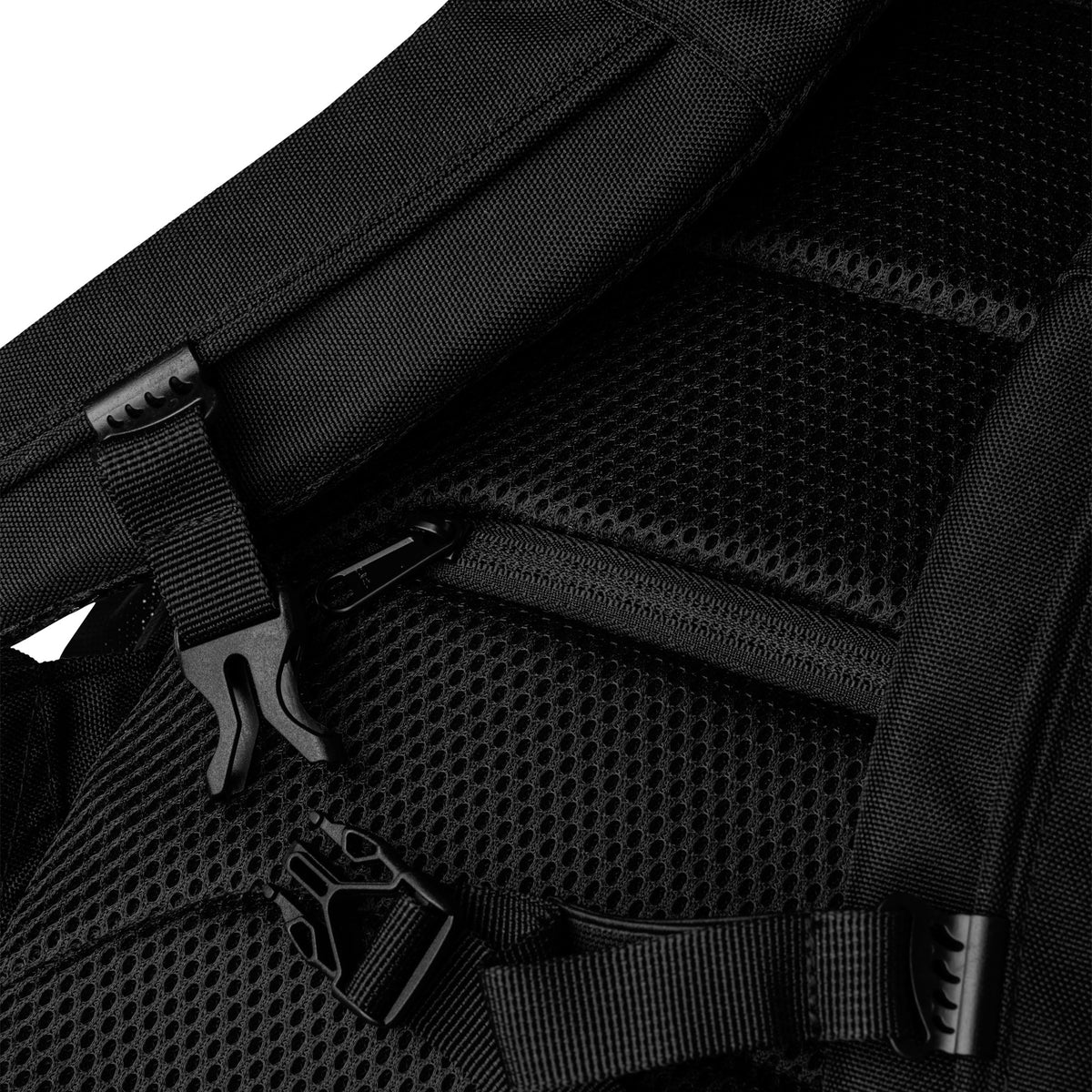 Black John 3:16 all-over print utility backpack from Tristan's Outlet with multiple compartments and sturdy straps.