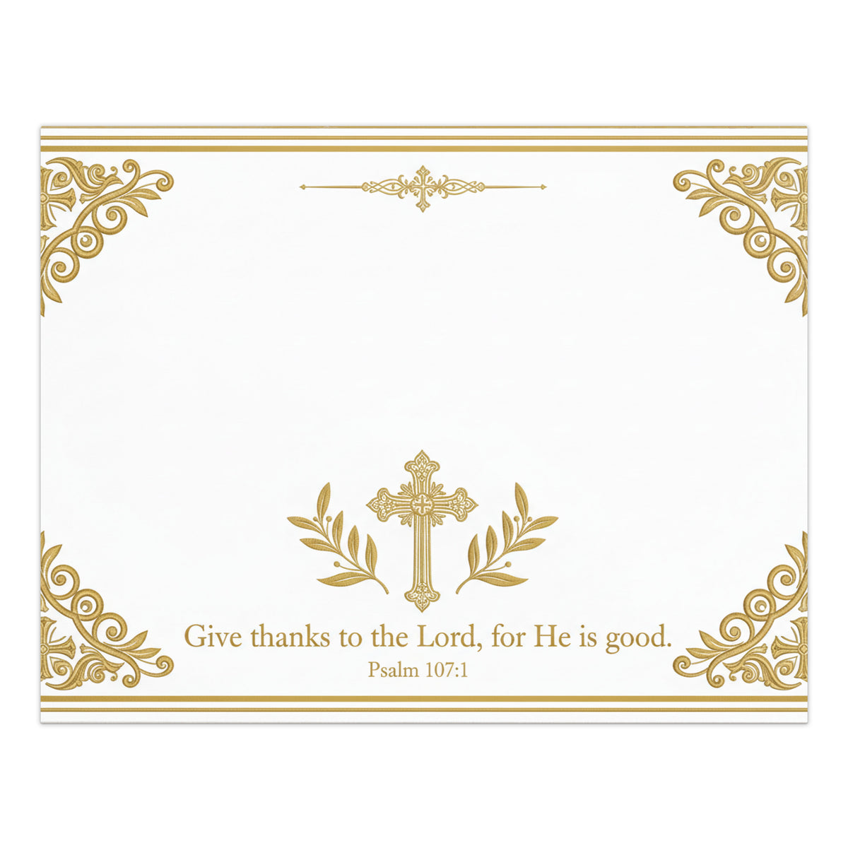 White Psalm 107:1 notepad by Tristan's Outlet with "Give Thanks to the Lord" message on the front page.
