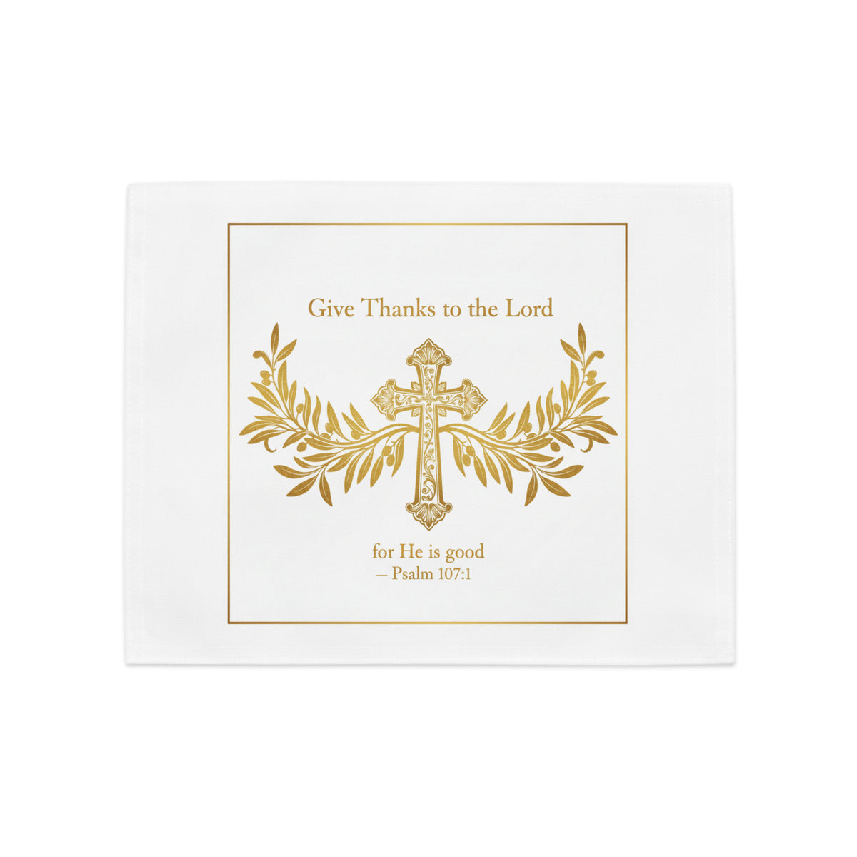 White Faith placemat set of 4 from Tristan's Outlet with scripture sublimation print, ideal for scripture-themed home decor table settings.