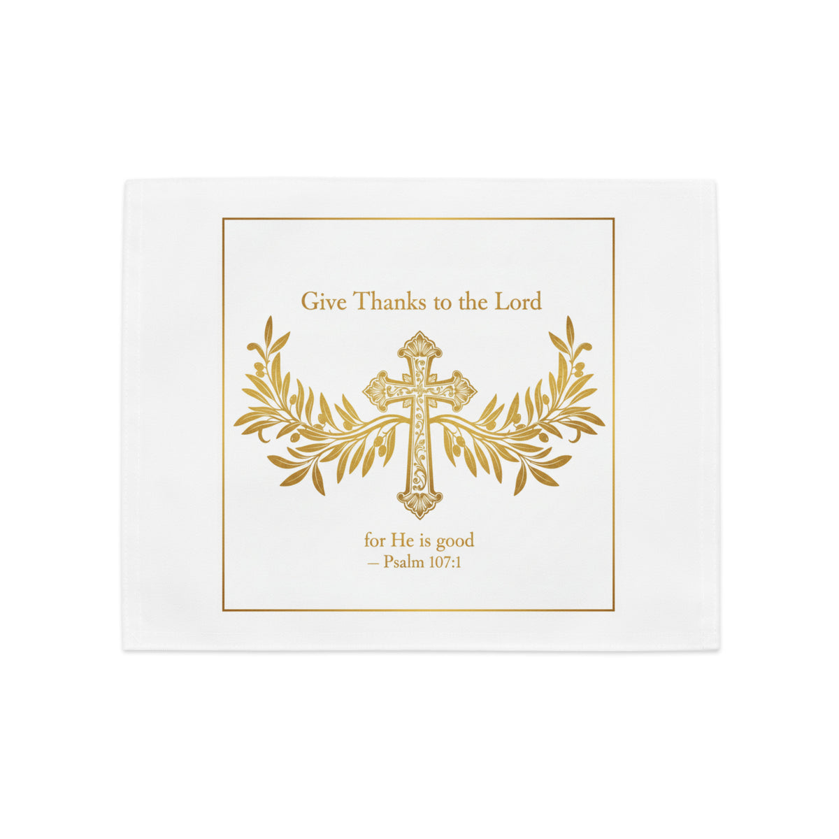 Set of four white Faith scripture placemats for table decor, featuring sublimation print, by Tristan's Outlet.
