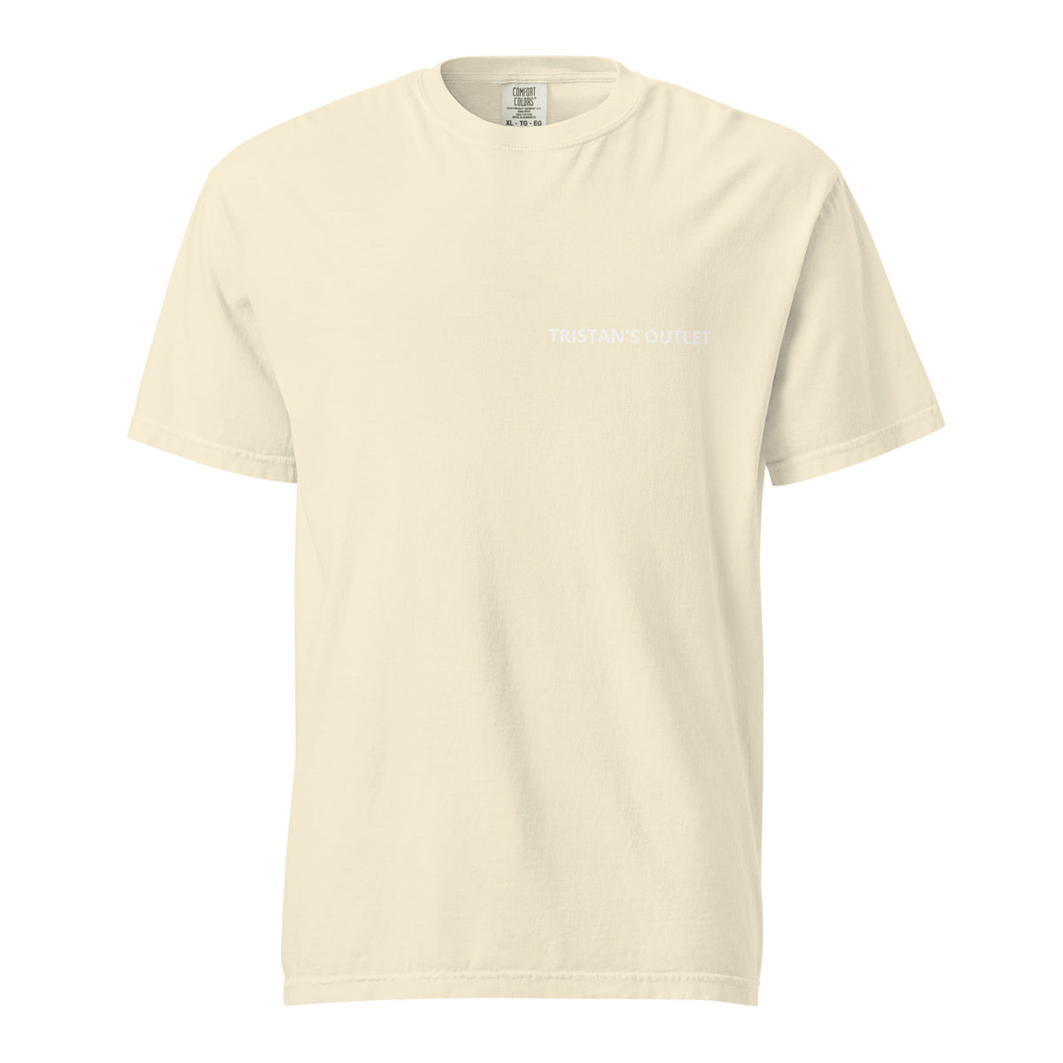 Unisex ivory heavyweight T-shirt from Tristan's Outlet Signature Tee collection, showing front view with garment-dyed fabric.