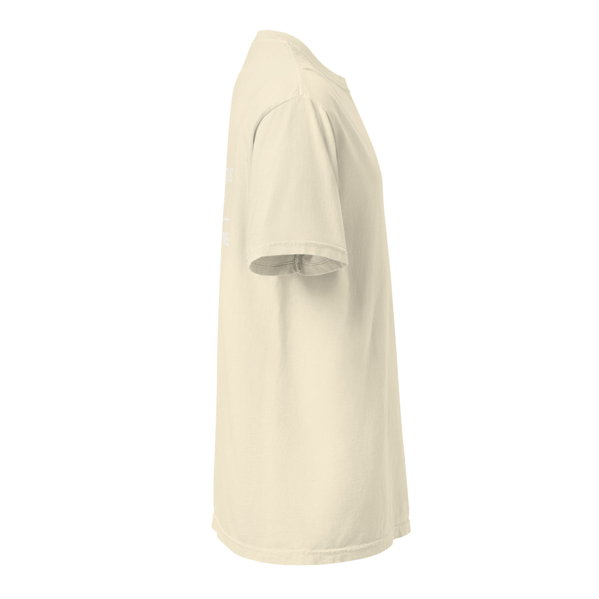 Unisex garment-dyed heavyweight ivory T-shirt by Tristan's Outlet, casual fit with soft fabric and classic crew neckline.