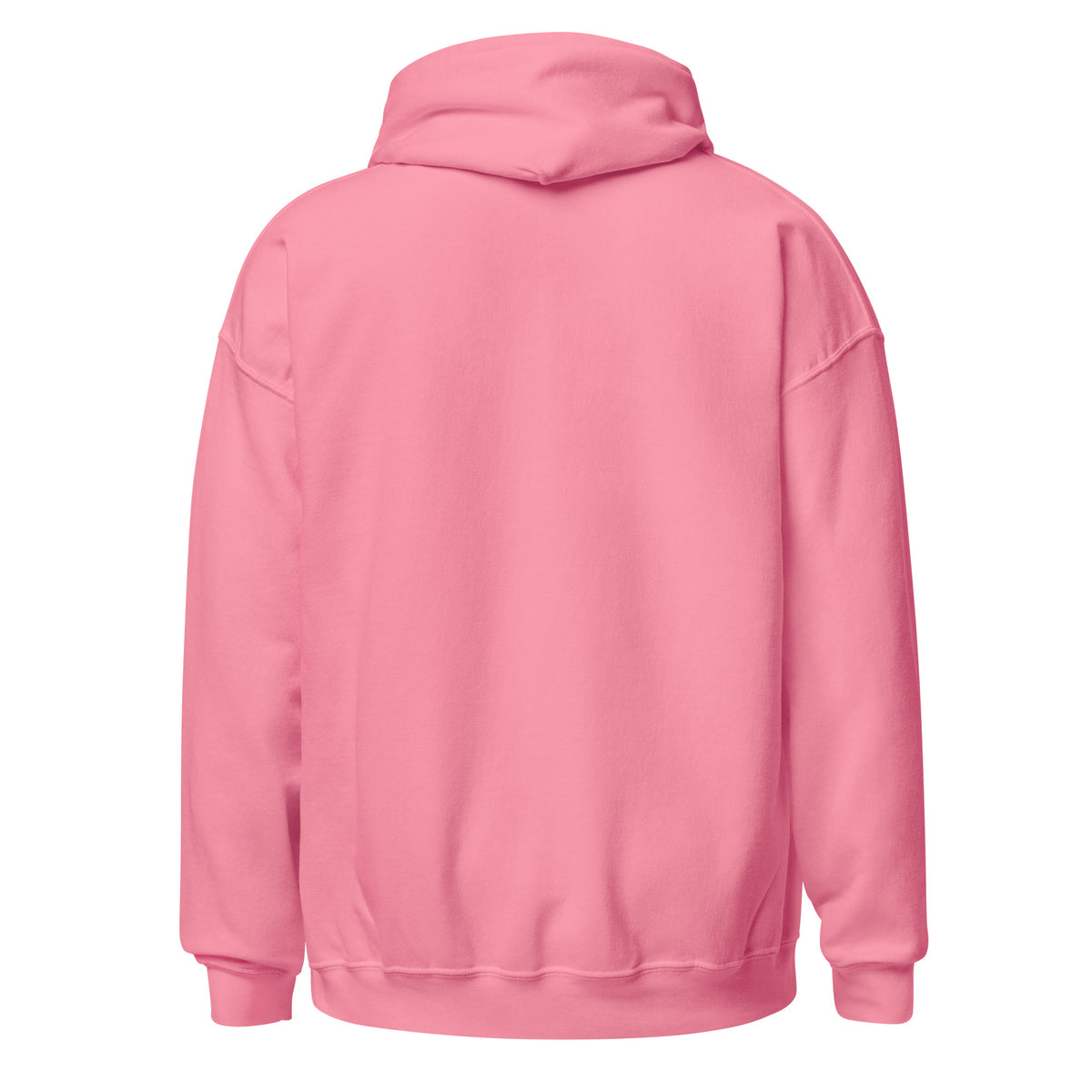 Azalea pink unisex hoodie featuring Romans 8:28 verse design from Tristan's Outlet, shown from the back.
