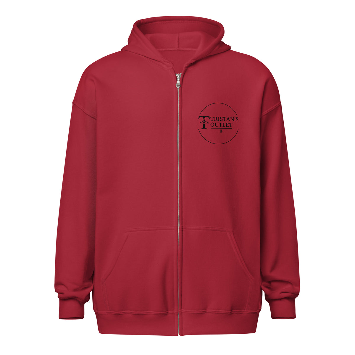Unisex red zip hoodie with "The Lord is My Shepherd" graphic front design, made by Tristan's Outlet.