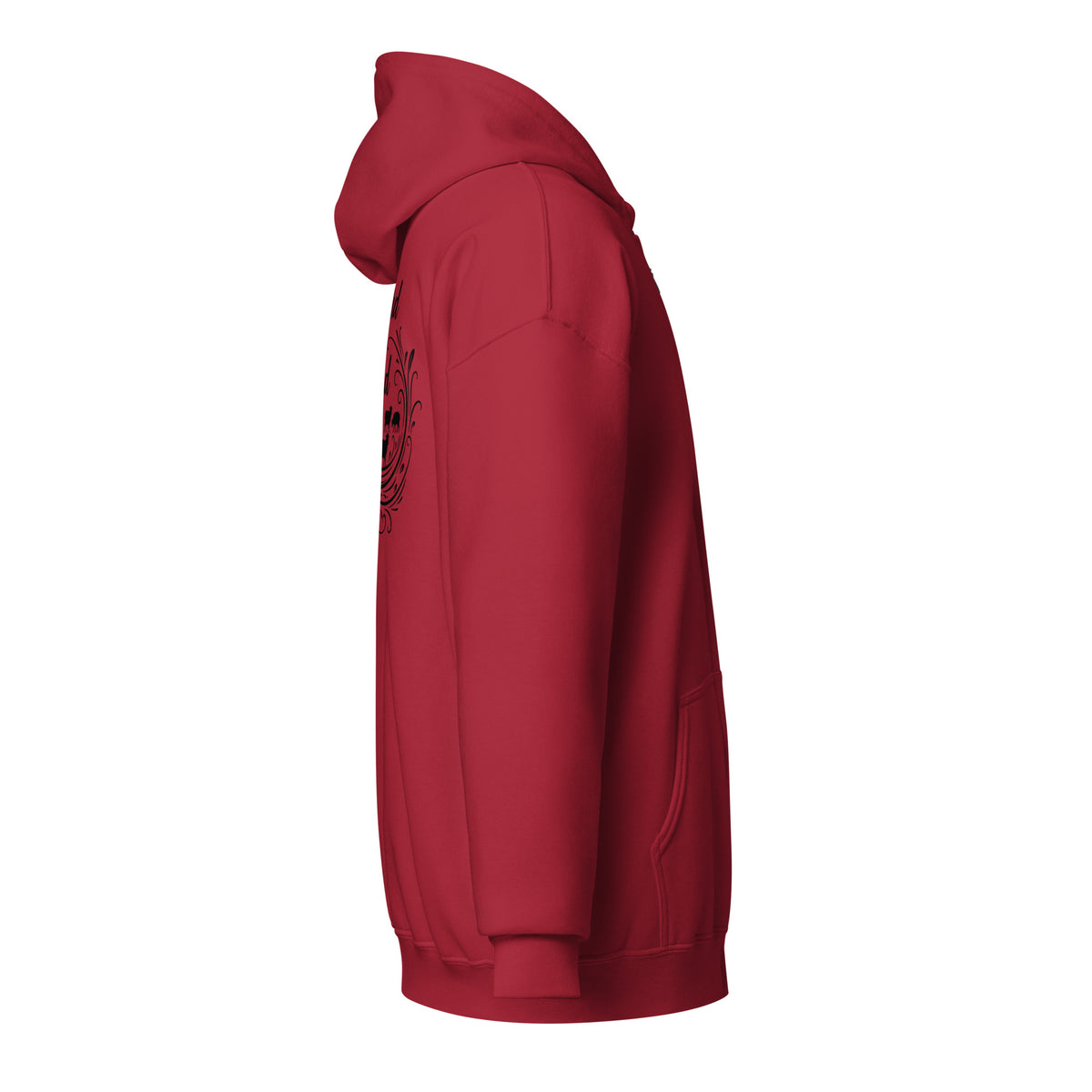 Unisex Cardinal Red zip hoodie from Tristan's Outlet with The Lord is My Shepherd design and front pockets.