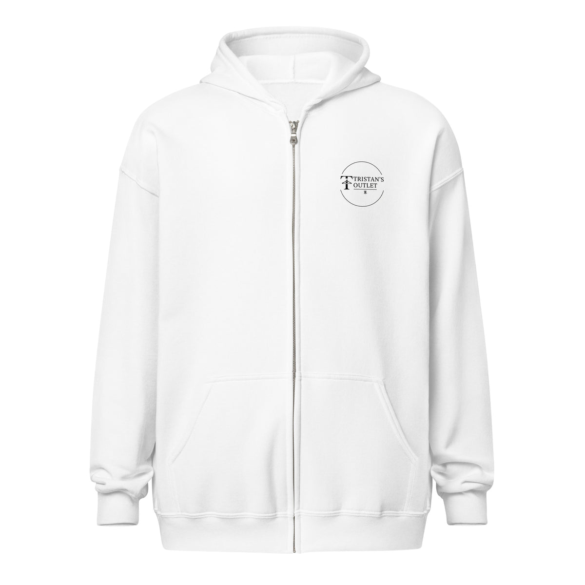 White unisex zip hoodie featuring "The Lord is My Shepherd" design from Tristan's Outlet, casual and comfortable everyday wear.