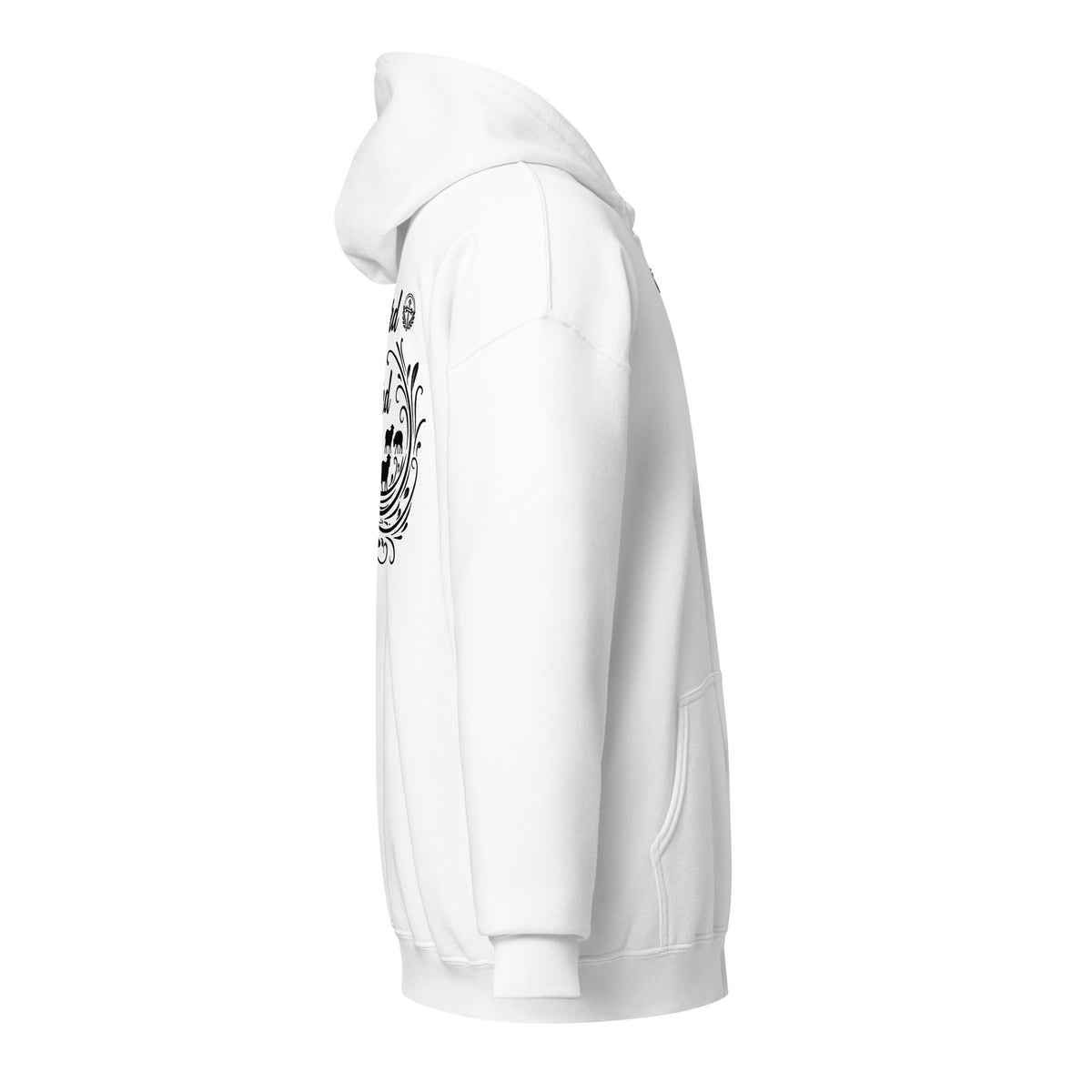 White unisex zip hoodie with "The Lord is My Shepherd" text, made by Tristan's Outlet, featuring a front zipper and casual fit.