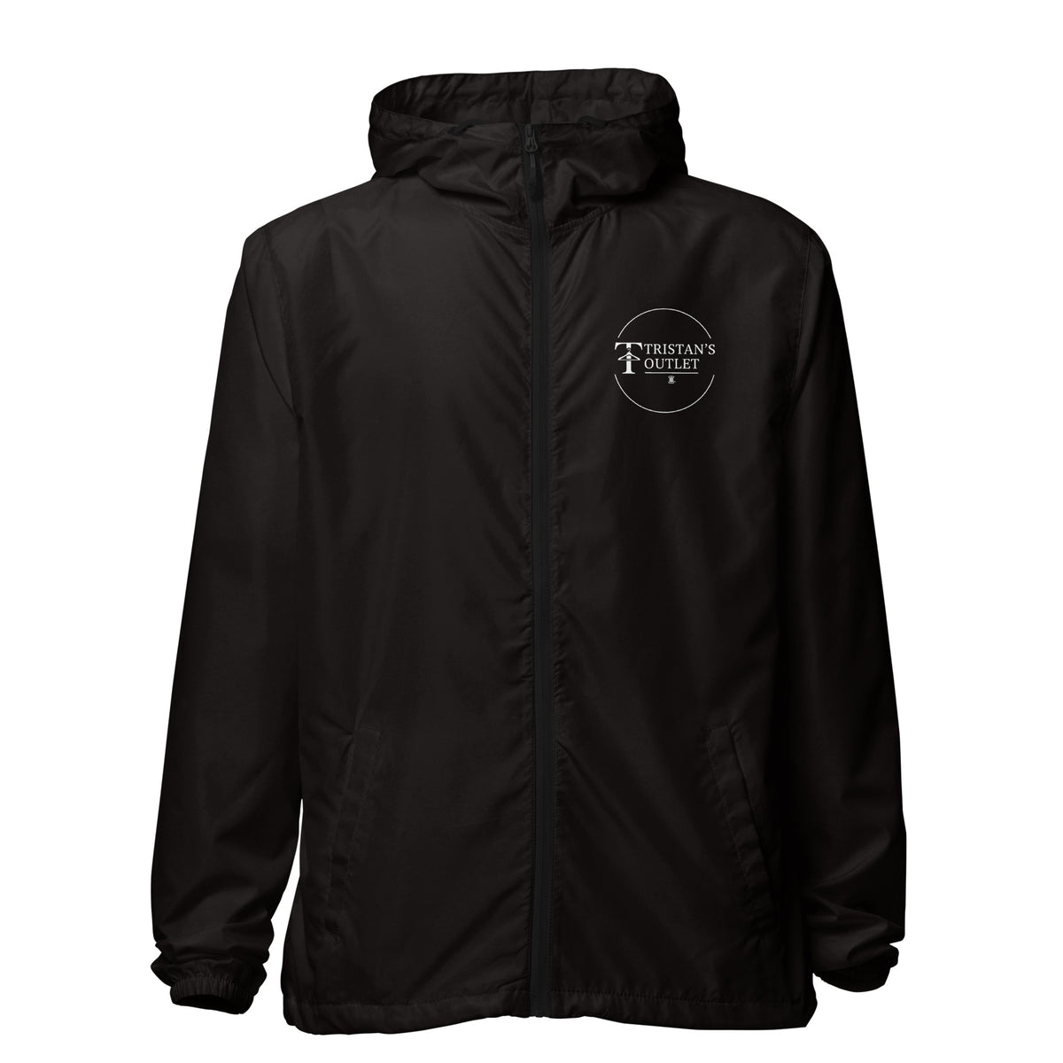 Unisex black lightweight zip-up windbreaker with Psalm 103:2-3 quote, designed for casual wear by Tristan's Outlet.