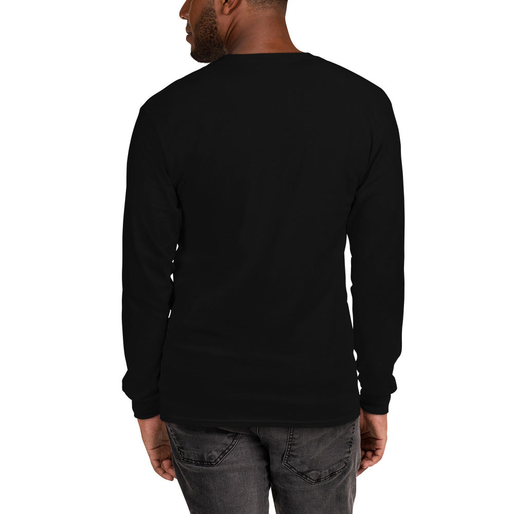 Black unisex long-sleeve shirt supporting breast cancer awareness with "Fight Together" text on the back, by Tristan's Outlet.