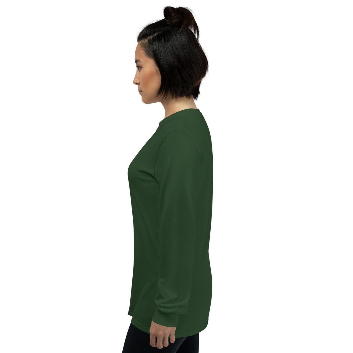 Forest green unisex long sleeve shirt from Tristan's Outlet Faith Collection, featuring a comfortable fit and casual style.
