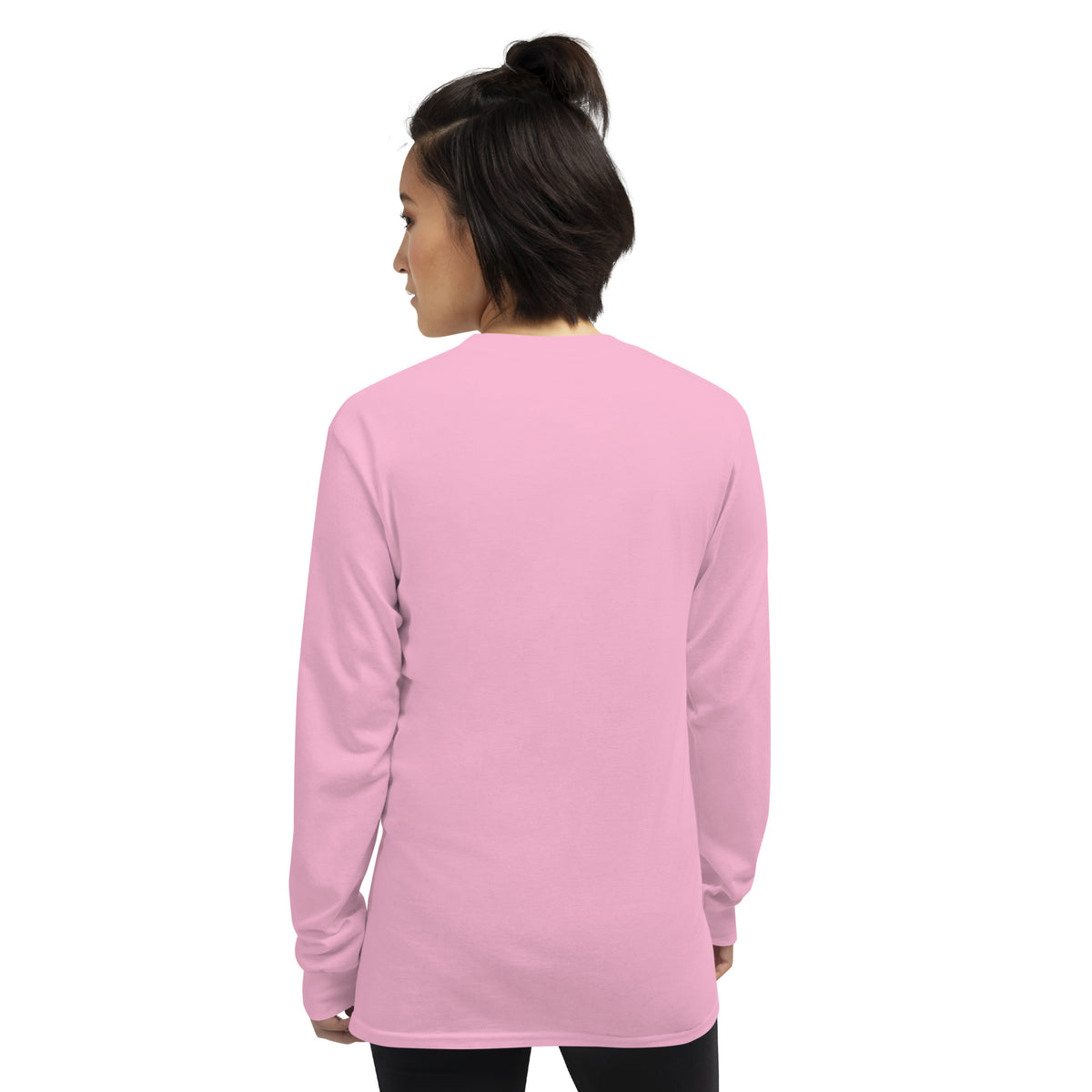 Light pink unisex long sleeve shirt from Tristan's Outlet Faith Collection, shown from the back.