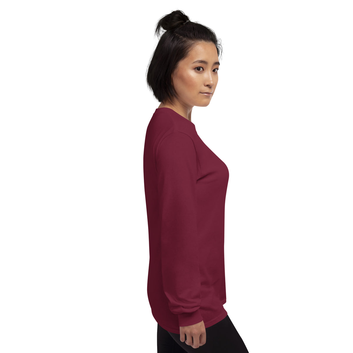 Maroon long sleeve shirt from Tristan's Outlet Faith Collection, unisex design with a comfortable fit and stylish look.