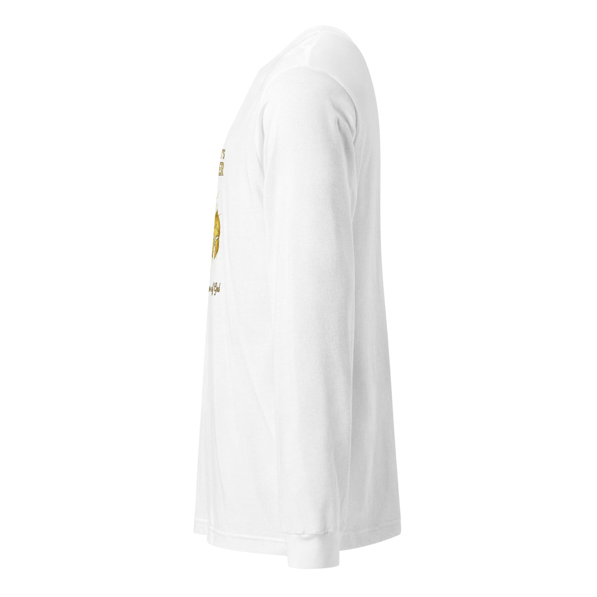 White unisex long sleeve t-shirt featuring the "Dad – The Family's Armor Bearer" design from Tristan's Outlet.