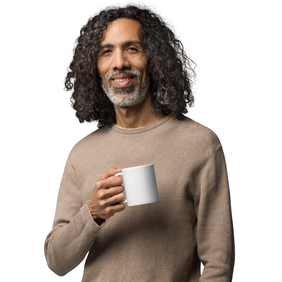 White glossy ceramic mug with "Dad – The Family's Armor Bearer" printed, 11 oz size, with handle on the left side.