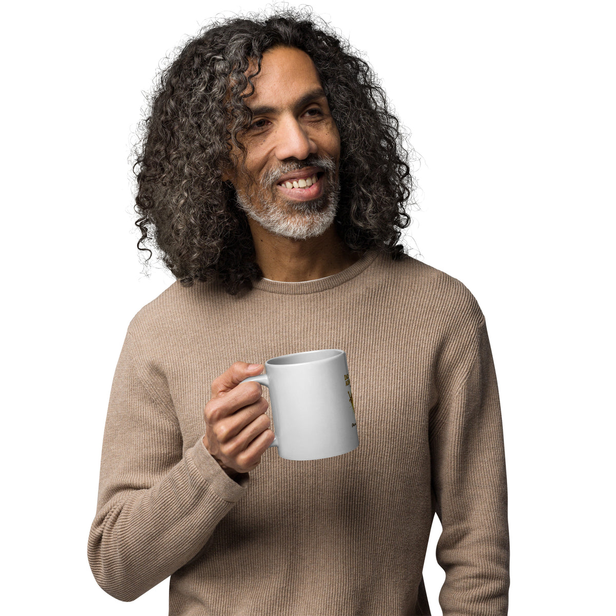 White glossy "Dad – The Family's Armor Bearer" mug with a handle on the left, 20 oz capacity, ideal for family support.