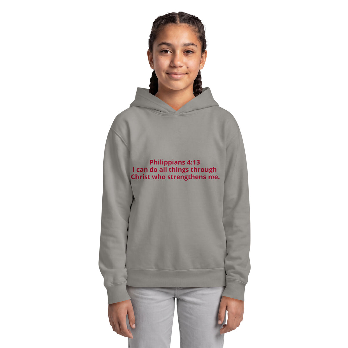 Kids grey hooded sweatshirt from Tristan's Outlet Kids Signature Hoodie collection, featuring a soft garment-dyed lightweight hoodie.