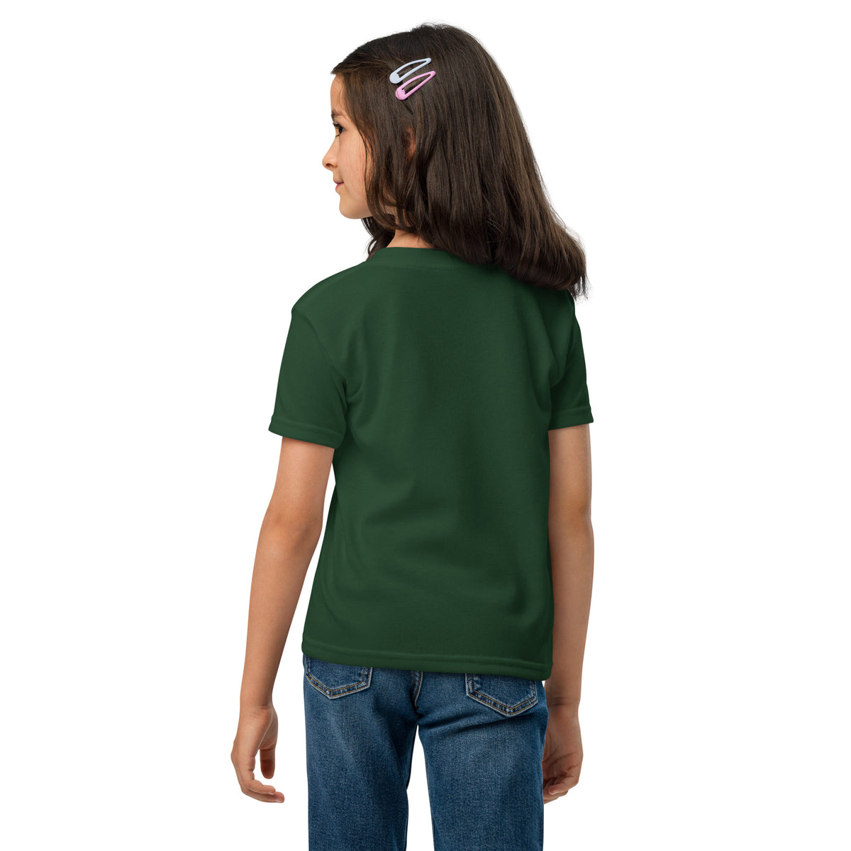 Forest green kids' youth T-shirt featuring a Come To Me Youth T-Shirt design with Matthew 11:28 faith quote from Tristan's Outlet.