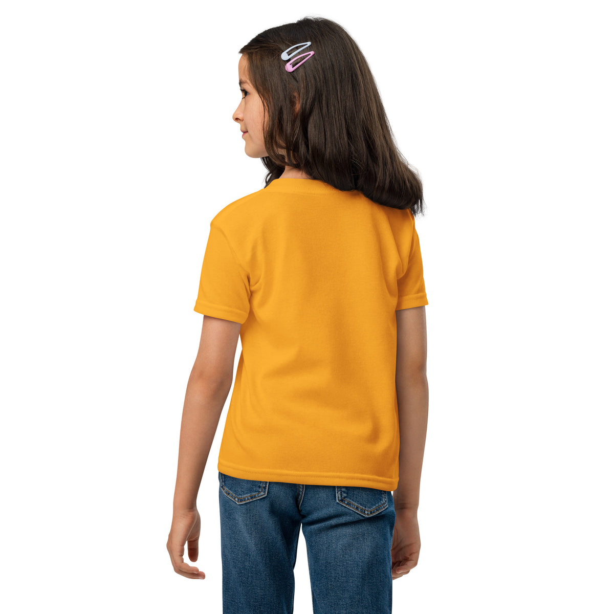 Kids Come To Me Youth T-Shirt by Tristan's Outlet featuring a gold back design and faith-inspired Matthew 11:28 quote.